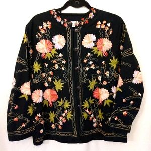 Bedford Fairs Lifestyles Embroidery Jacket large petite
